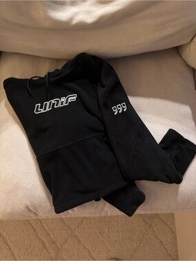 UNIF Boxy Microfleece Hoodie With Bungeecord Drawstring